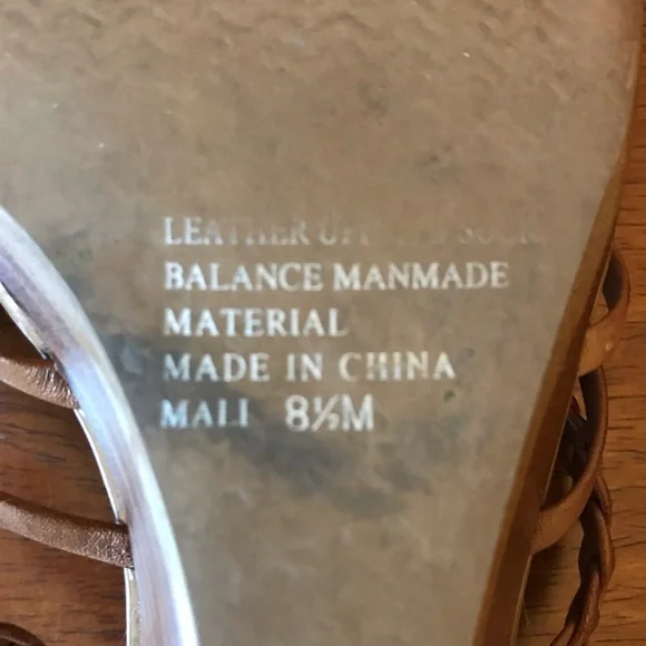 BP Tan Brown Leather Wedge Sandals Size 8.5 - Picture 12 of 13